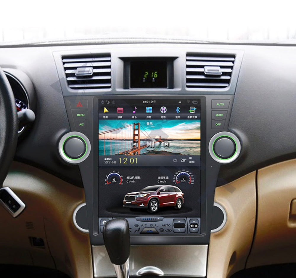 Toyota Highlander 2007 - 2013  12.1" Vertical Screen Android Radio Tesla Style